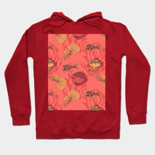 Fishes on living coral background Hoodie